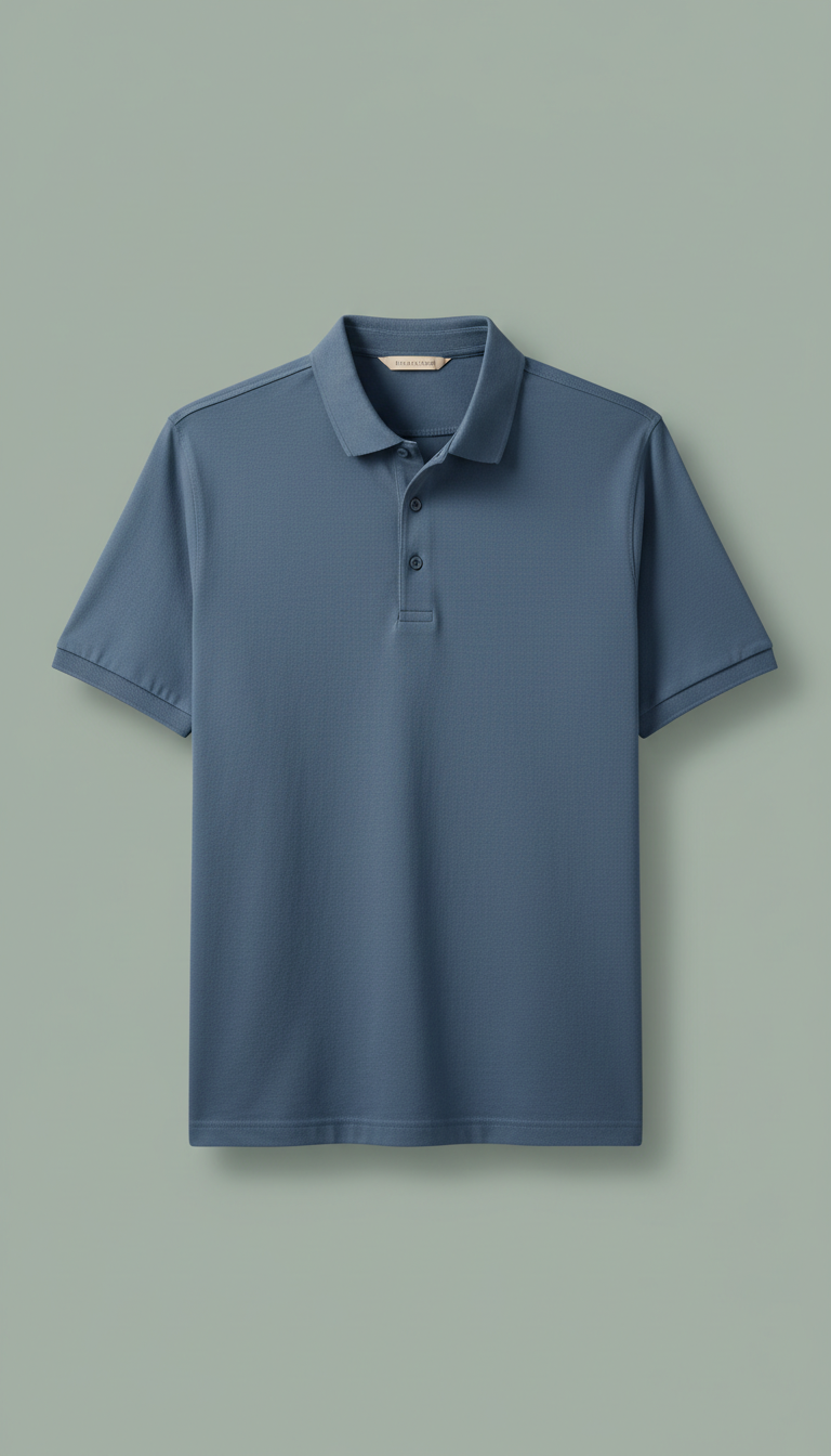 Slate Blue Polo Cotton Blend