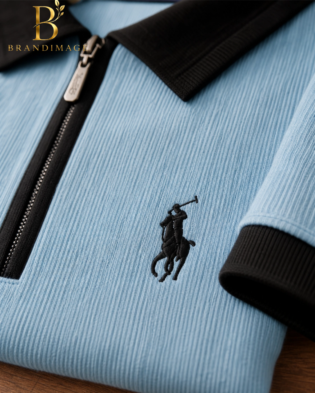 Men's Premium Sky Blue Zipper Polo Shirt