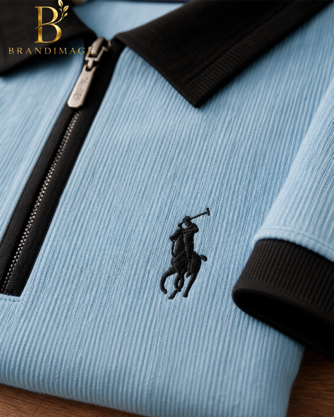 Men's Premium Sky Blue Zipper Polo Shirt