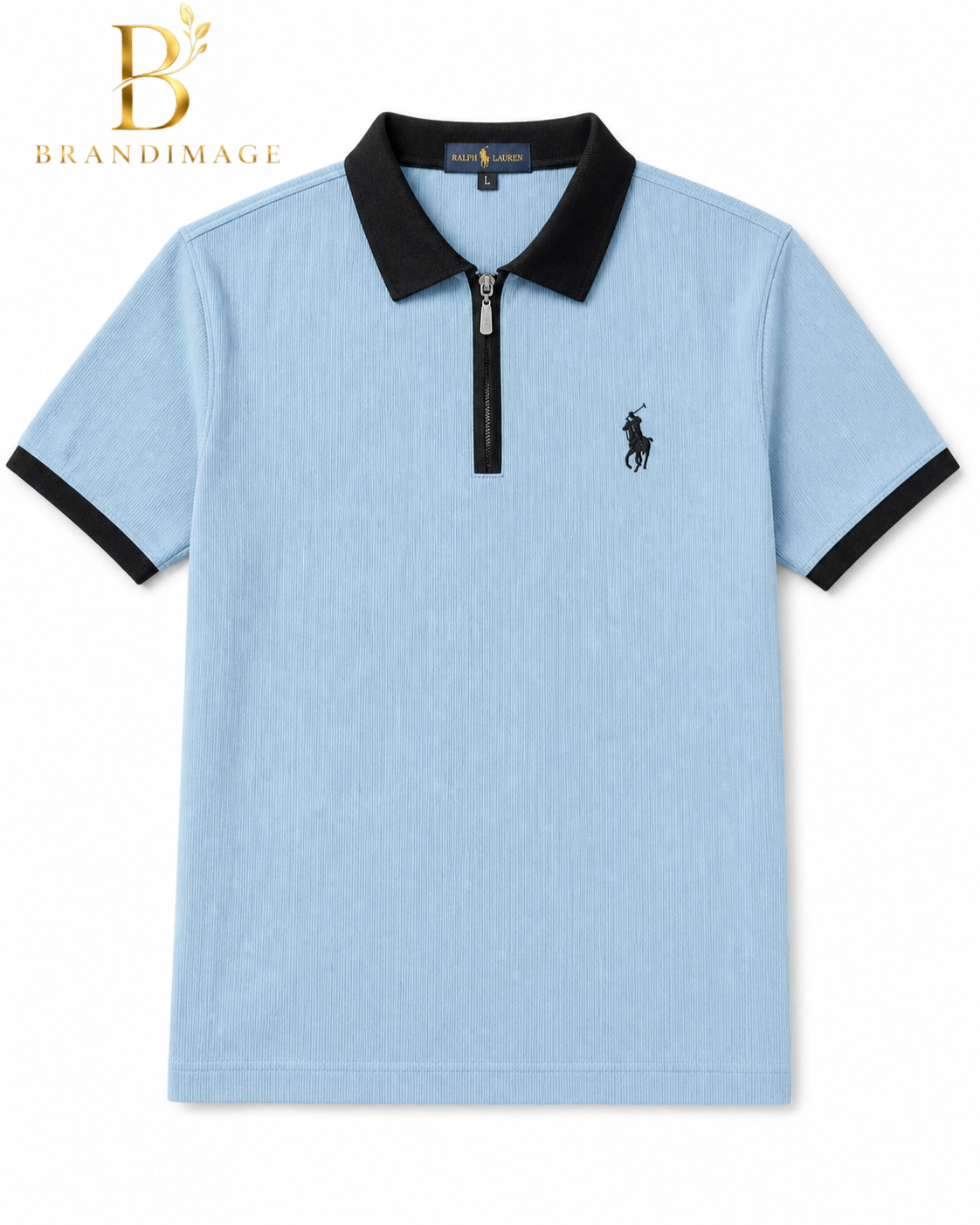 Men's Premium Sky Blue Zipper Polo Shirt