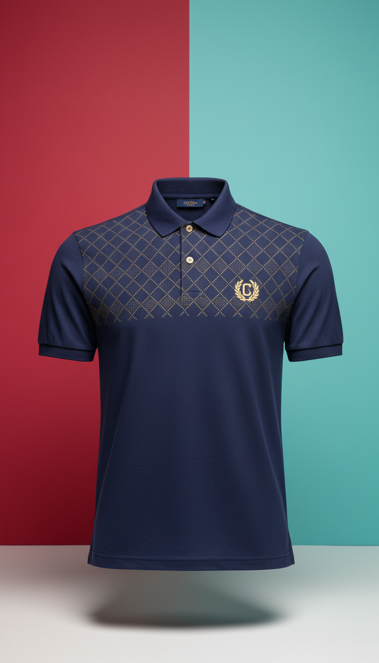 Tailored Polo in Champion Gold with Signature Motif