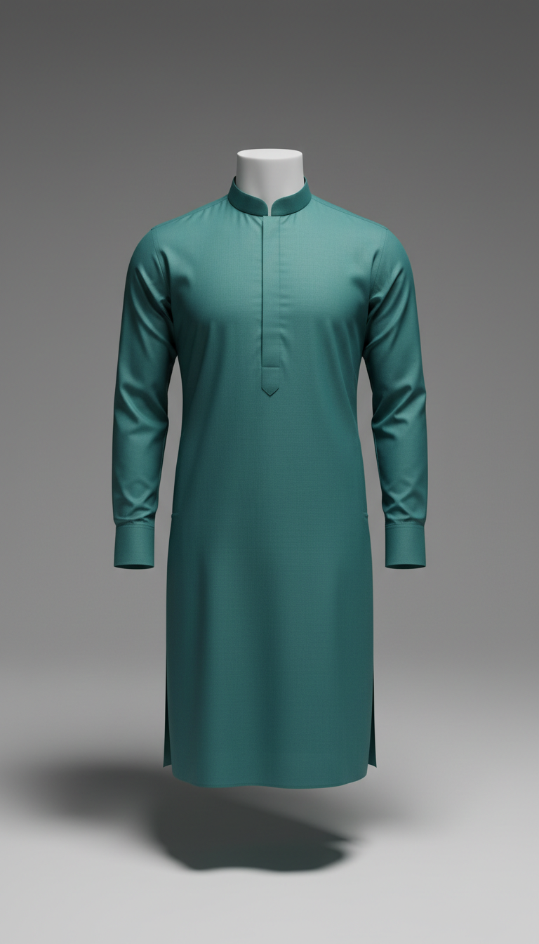 Teal Slim-Fit Modern Panjabi