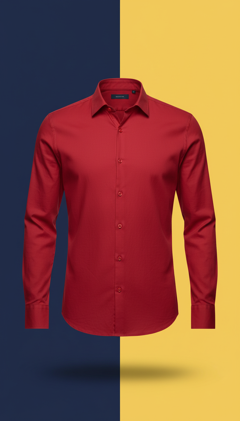 Slim Fit Casual Shirt in Hero Red