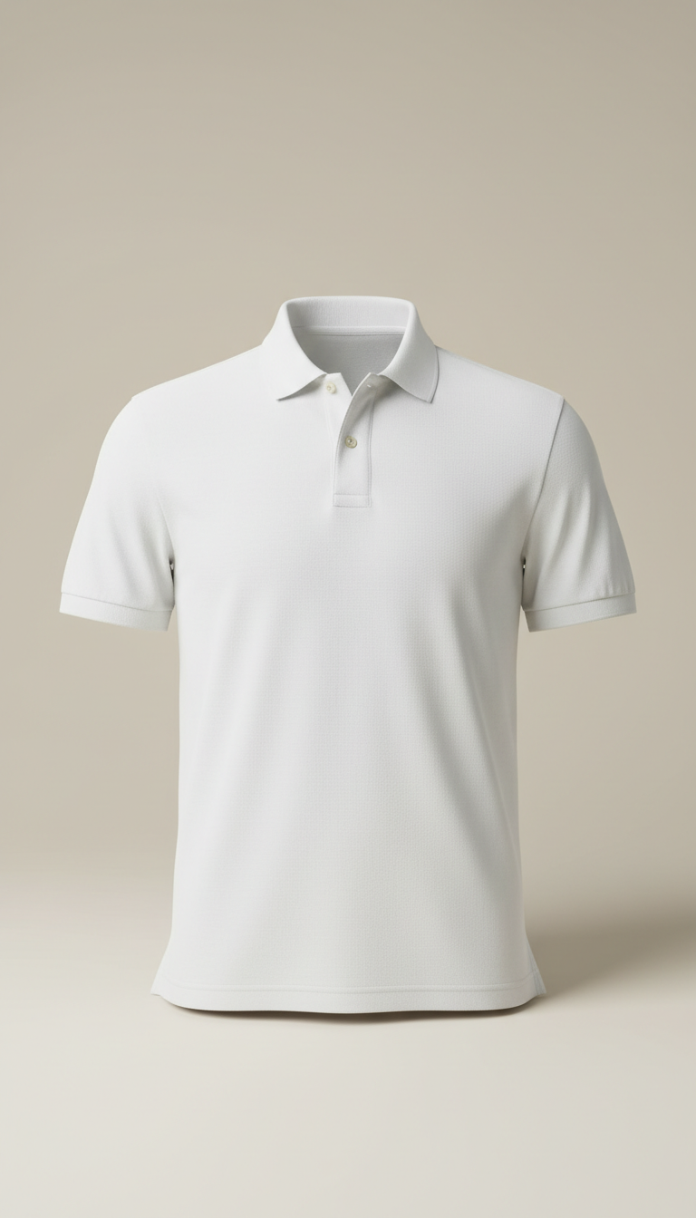 White Cotton Polo T-Shirt