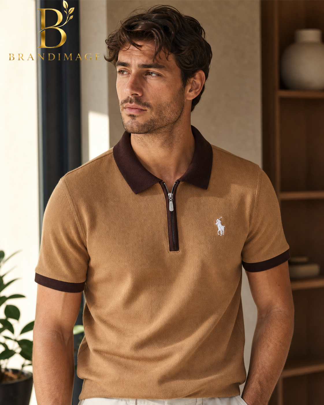 Brown Colour Old Money Polo T-shirt